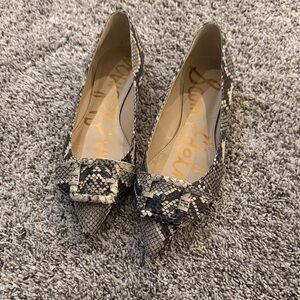 Sam Edelman Snake Print Flats in Black and Cream
